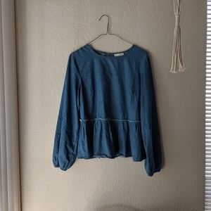 Denim peplum blouse